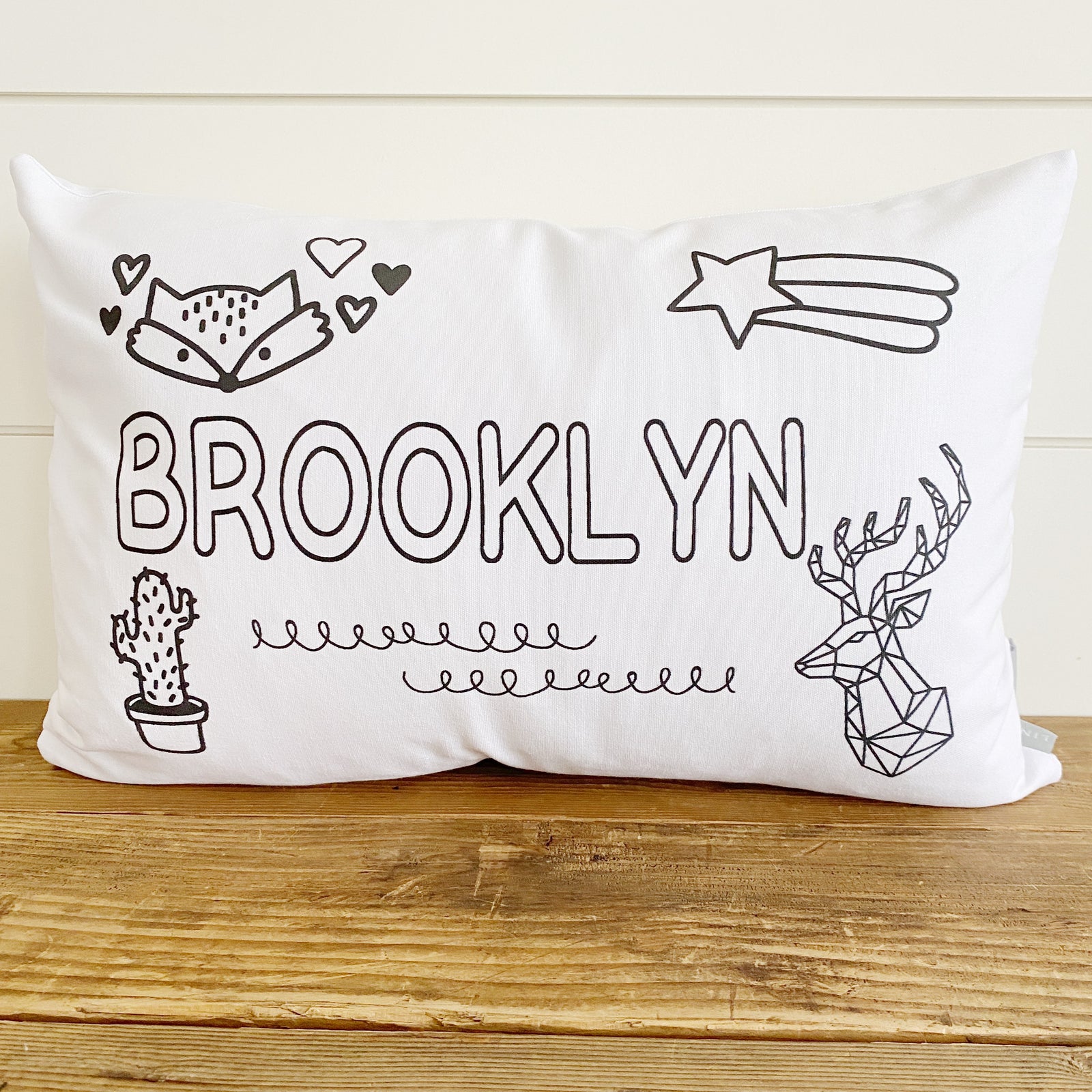 Kids Custom Coloring Pillow Cover (Fox & Cactus)