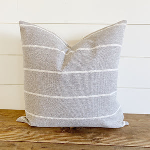 HOPE || Warm Gray & Ivory Striped Pillow Cover