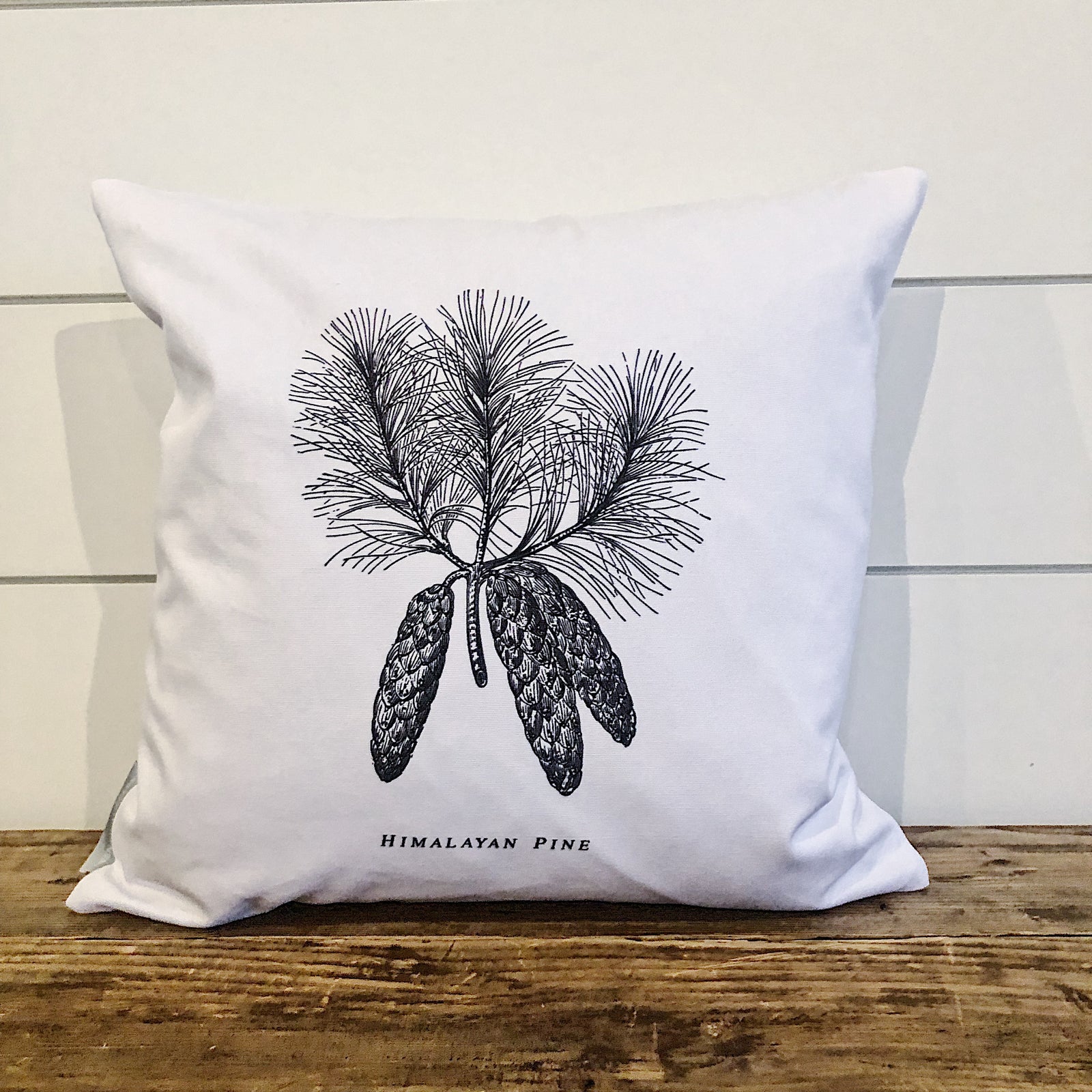 Himalayan Pine Sketch Pillow Cover - Linen and Ivory