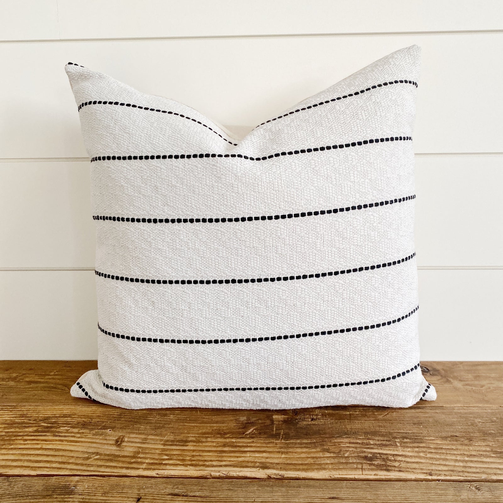 "Holden" Black Striped Pillow Cover-House on 77th Collection - Linen and Ivory