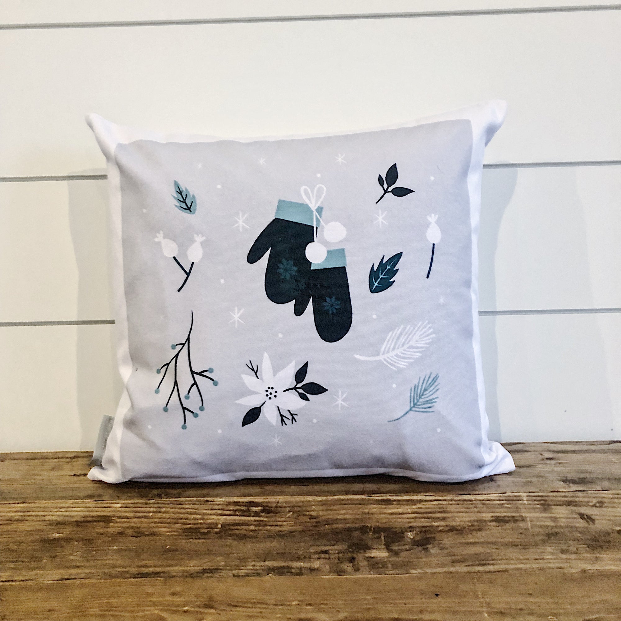 Nordic Winter Scene Pillow Cover - Linen and Ivory