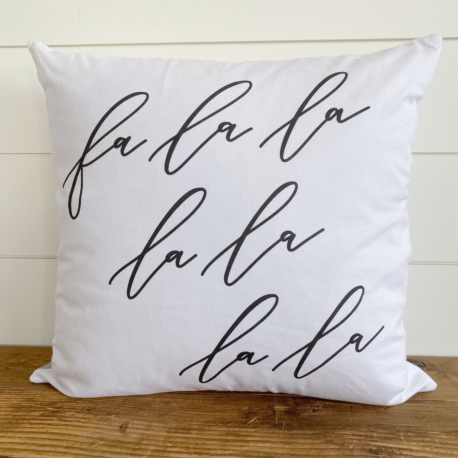 Fa la la la la Calligraphy Pillow Cover - Linen and Ivory