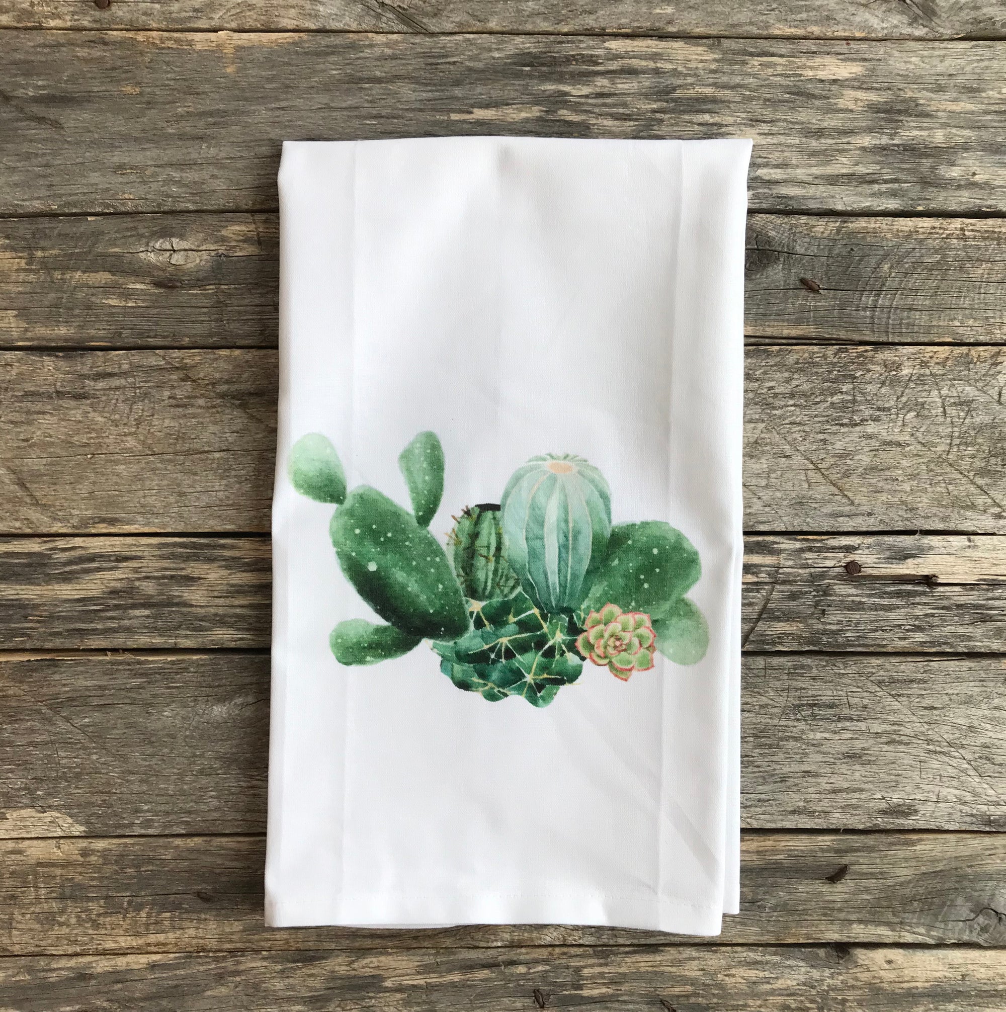 Cactus Tea Towel - Linen and Ivory