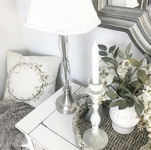 Watercolor Cotton Wreath Pillow Cover - Linen and Ivory