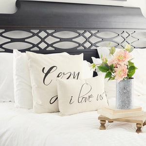 Calligraphy Cozy Pillow Cover - Linen and Ivory