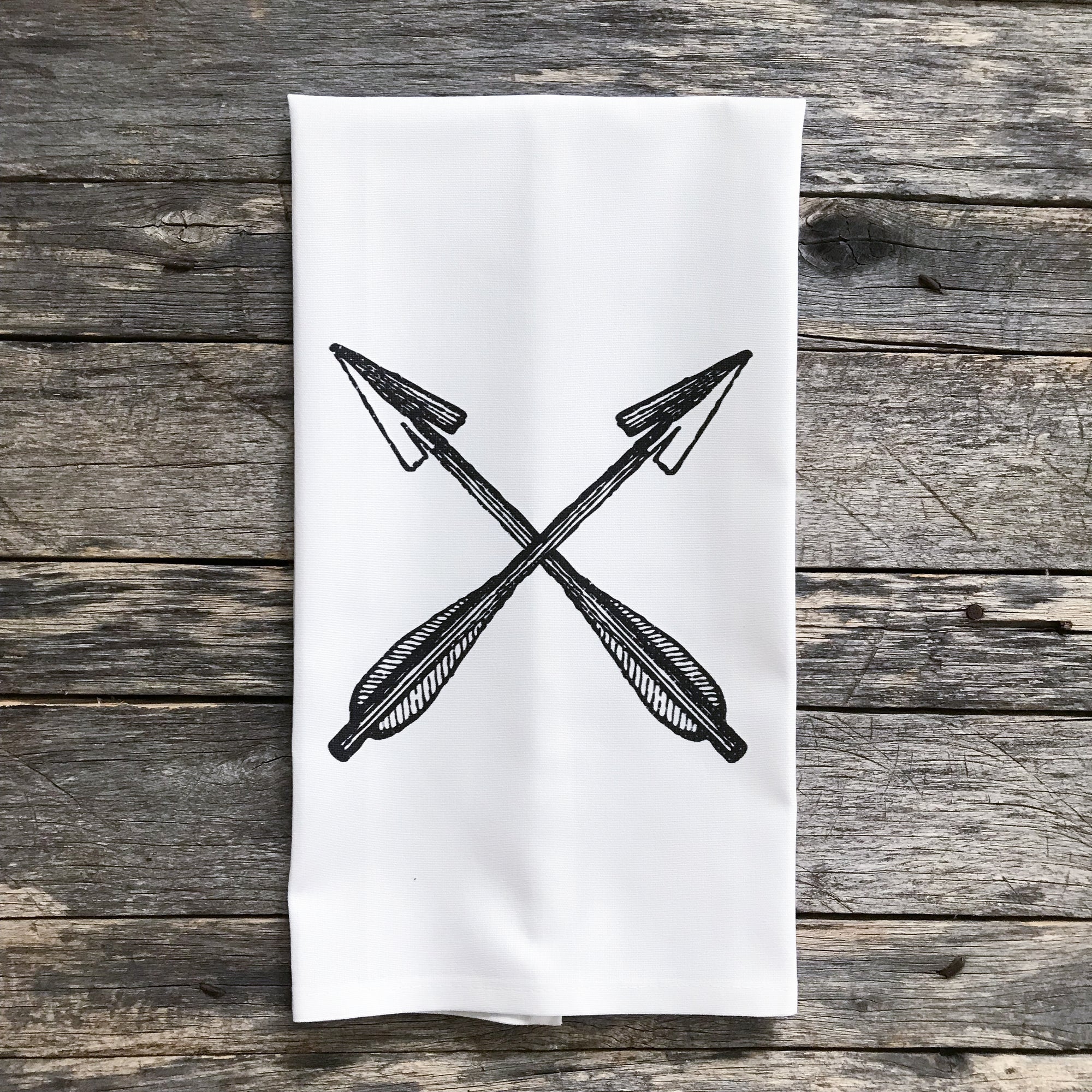 Crossed Arrows Tea Towel - Linen and Ivory
