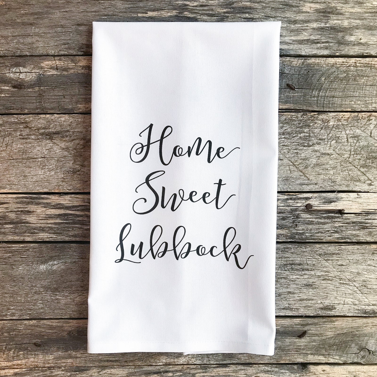 Custom City Home Sweet Home Tea Towel - Linen and Ivory