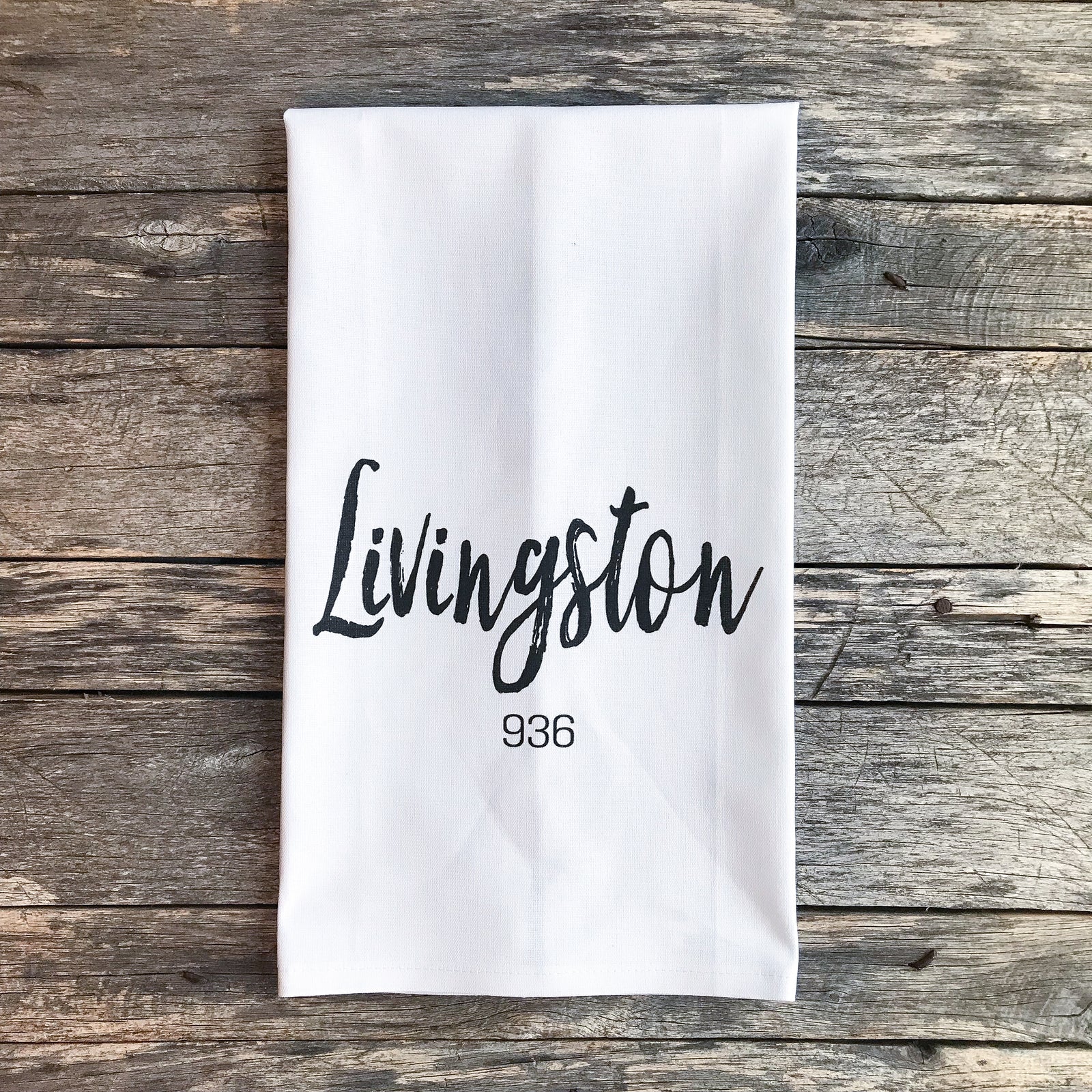 Custom City & Area/Zipcode Tea Towel - Linen and Ivory