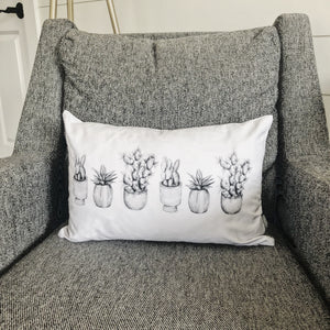 Cactus Sketches Pillow Cover - Linen and Ivory