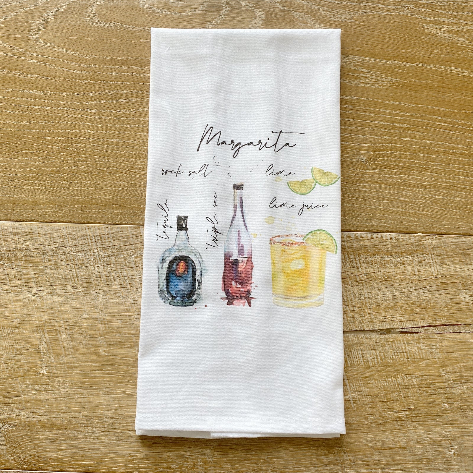 Margarita Watercolor Tea Towel - Linen and Ivory