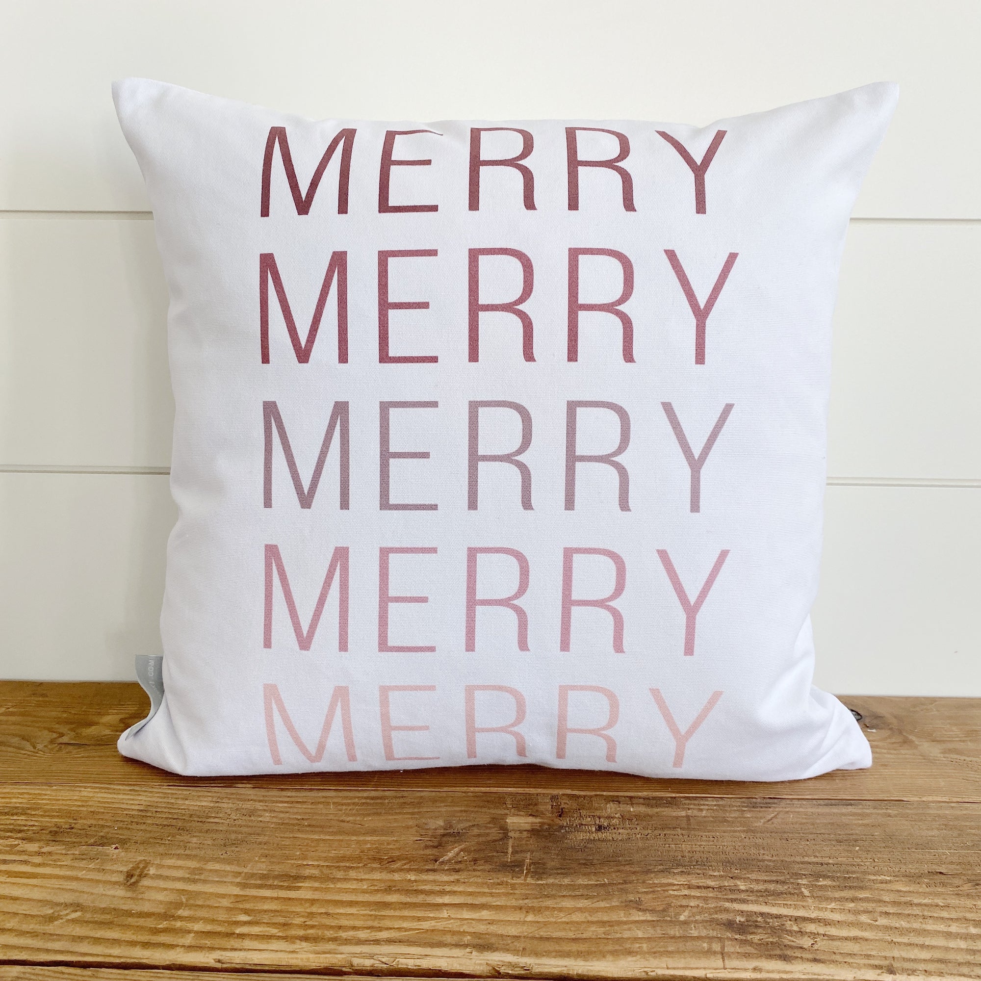 Ombre Merry Pillow Cover (Red) - Linen and Ivory