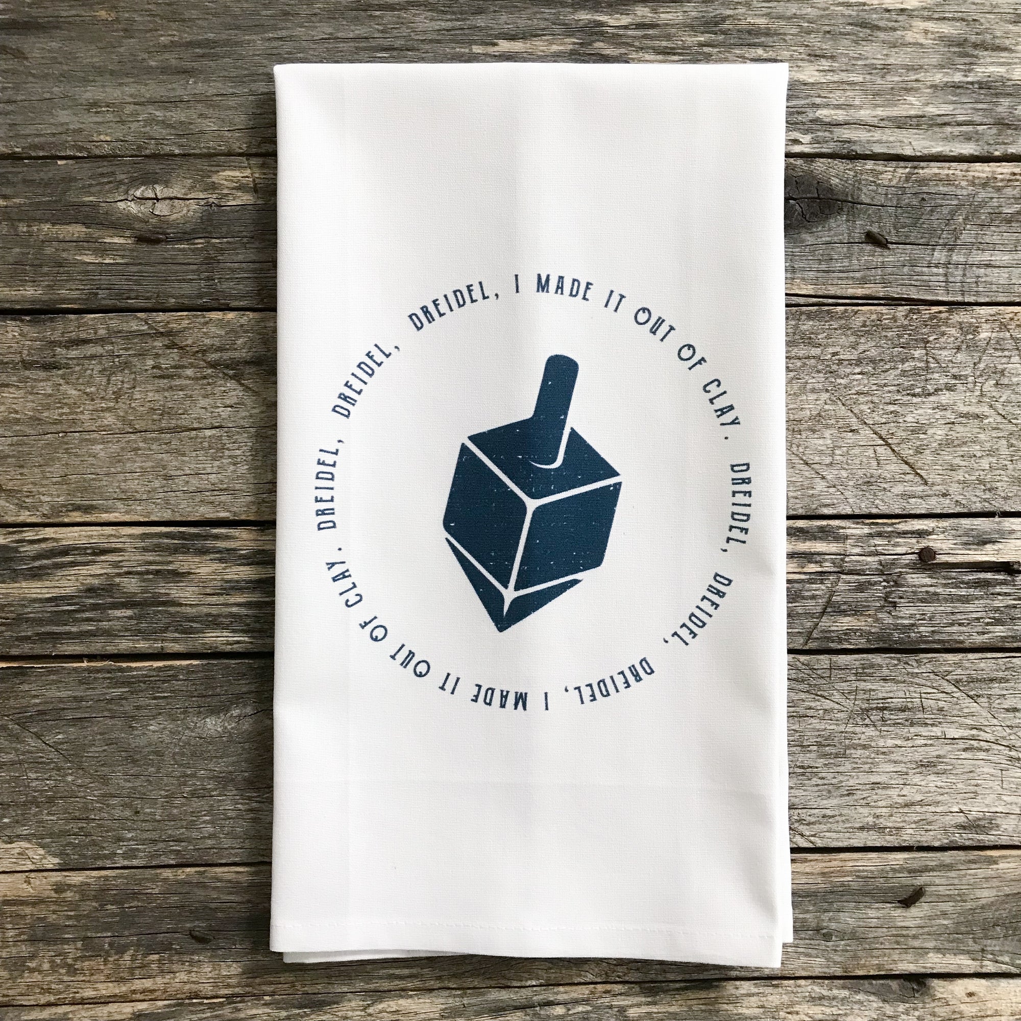 Dreidel Song Tea Towel - Linen and Ivory