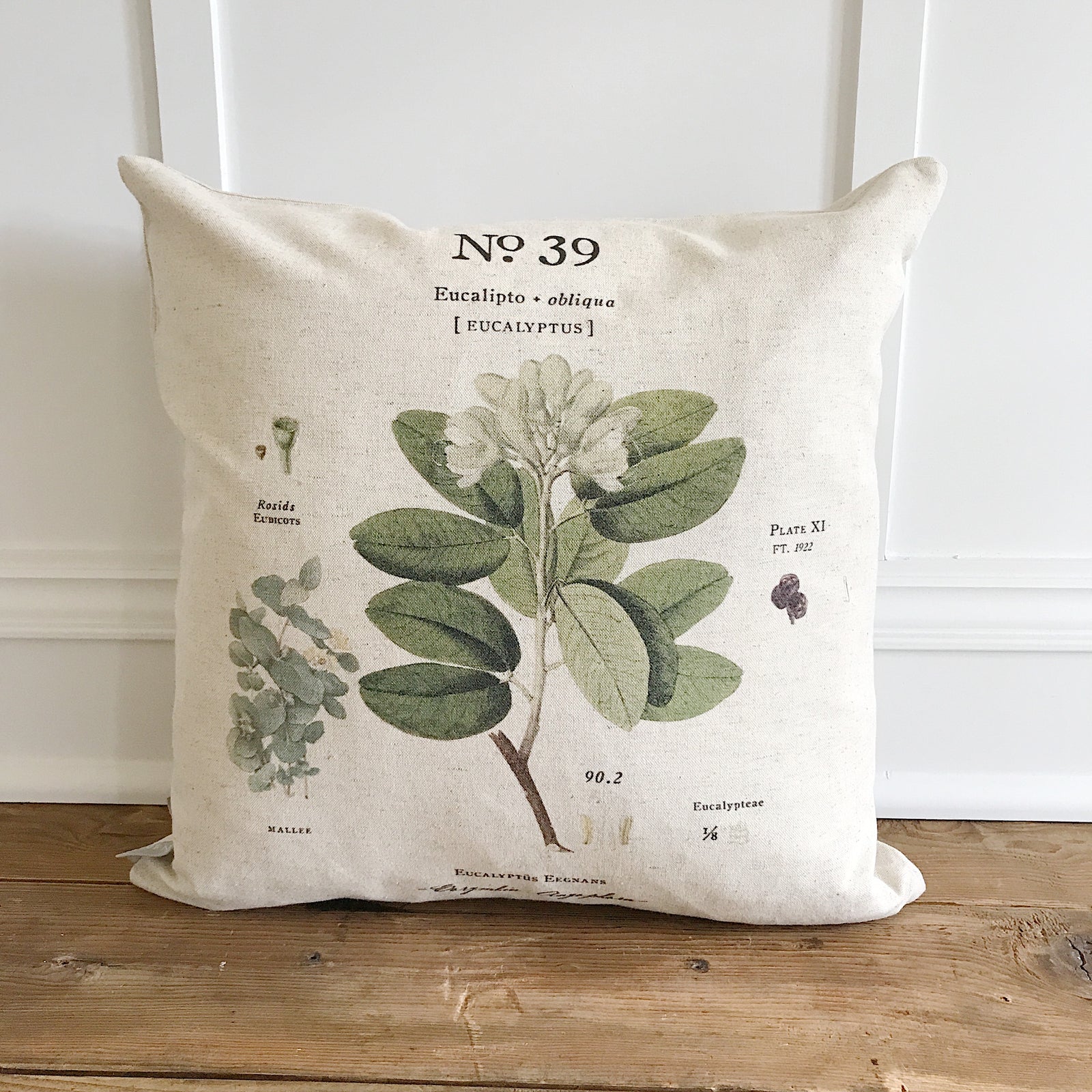 Eucalyptus No. 39 Botanical Pillow Cover - Linen and Ivory