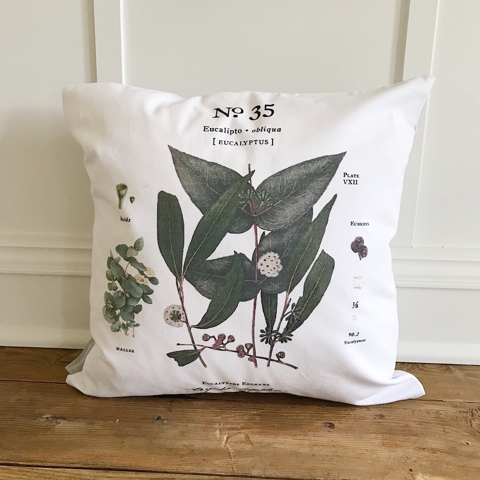 Eucalyptus No. 35 Botanical Pillow Cover - Linen and Ivory