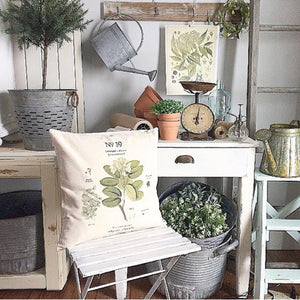 Eucalyptus No. 39 Botanical Pillow Cover - Linen and Ivory