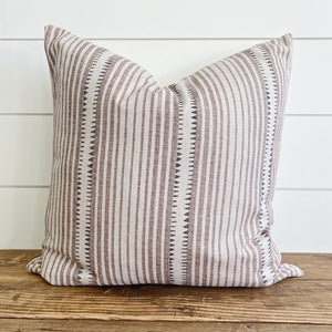 CADENCE || Rustic Tan & Charcoal Striped Pillow Cover