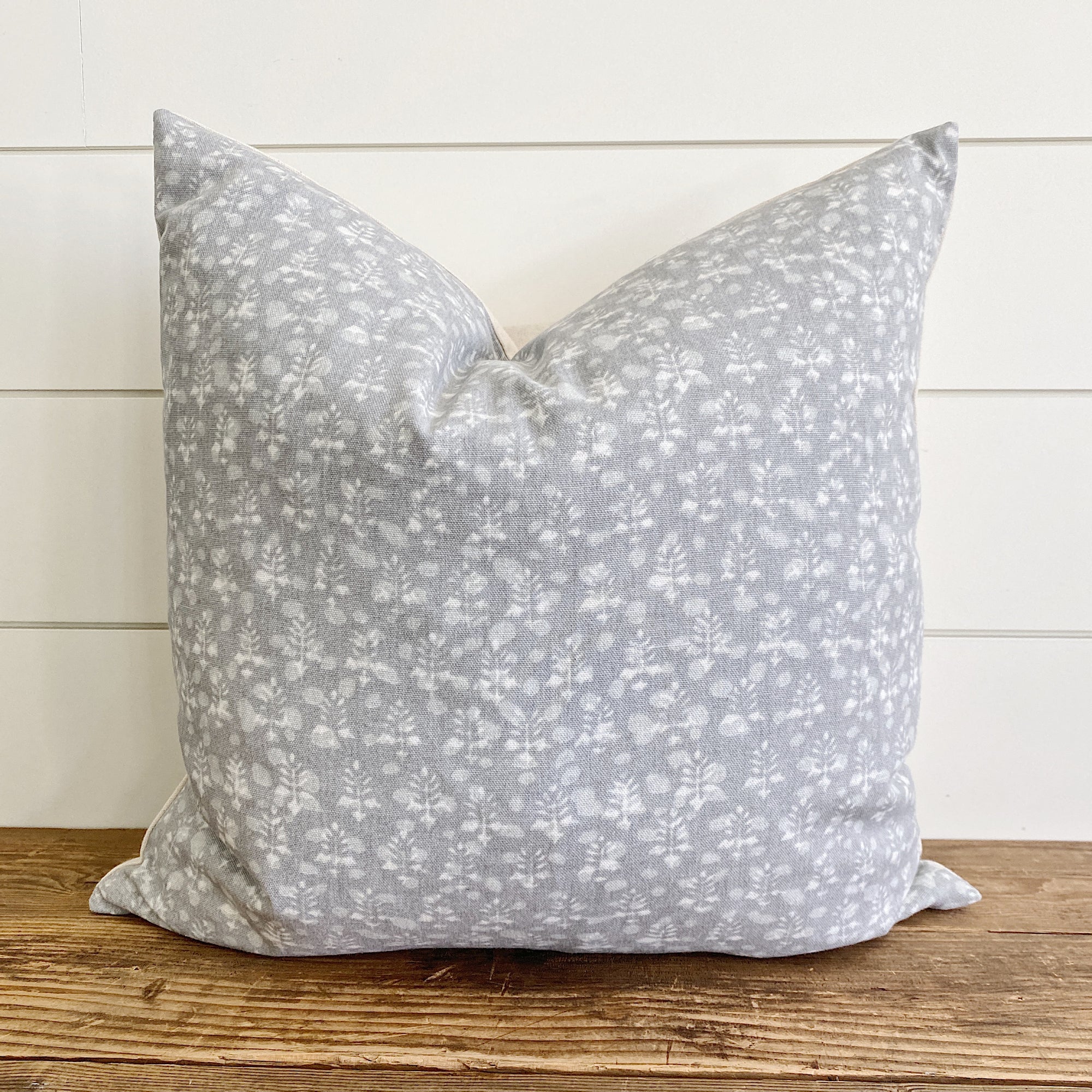 WILLOW || Light Gray Flowers Pillow Cover