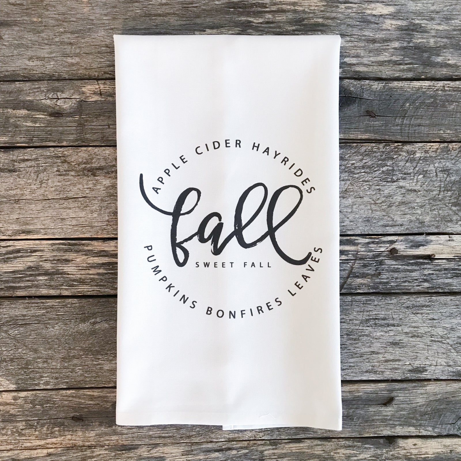 Fall Sweet Fall Tea Towel - Linen and Ivory