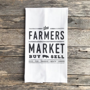 Farmers Market Buy & Sell Tea Towel - Linen and Ivory