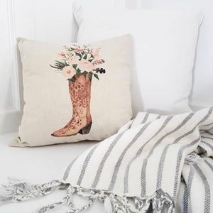 Floral Boot Pillow Cover - Linen and Ivory
