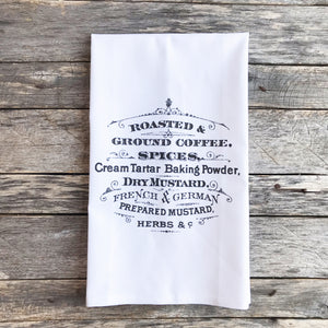 French Coffee Tea Towel - Linen and Ivory