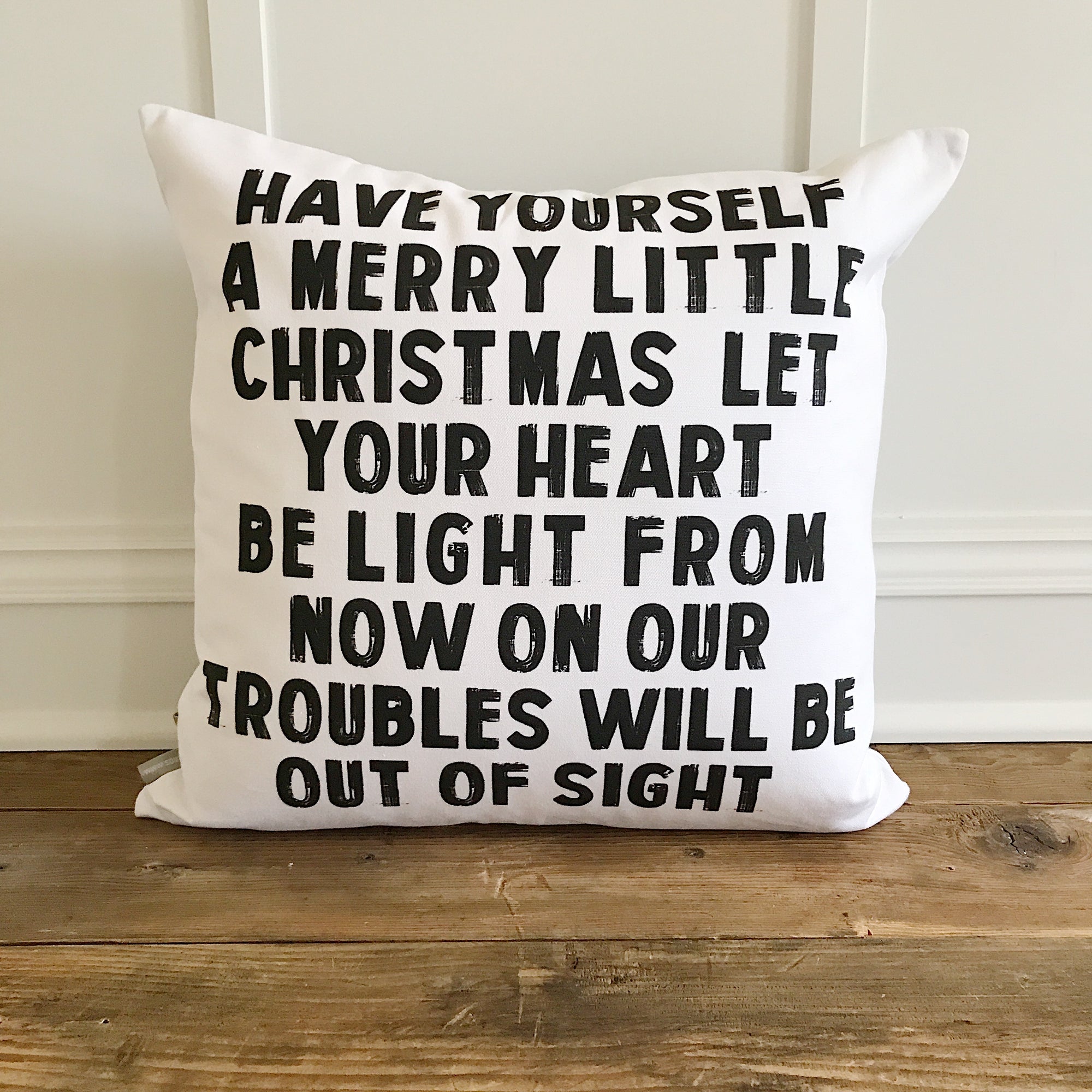 Merry Little Christmas Song Lyrics Pillow Cover - Linen and Ivory