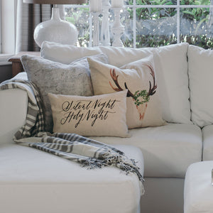 Aztec Deer Pillow Cover (Holiday) - Linen and Ivory