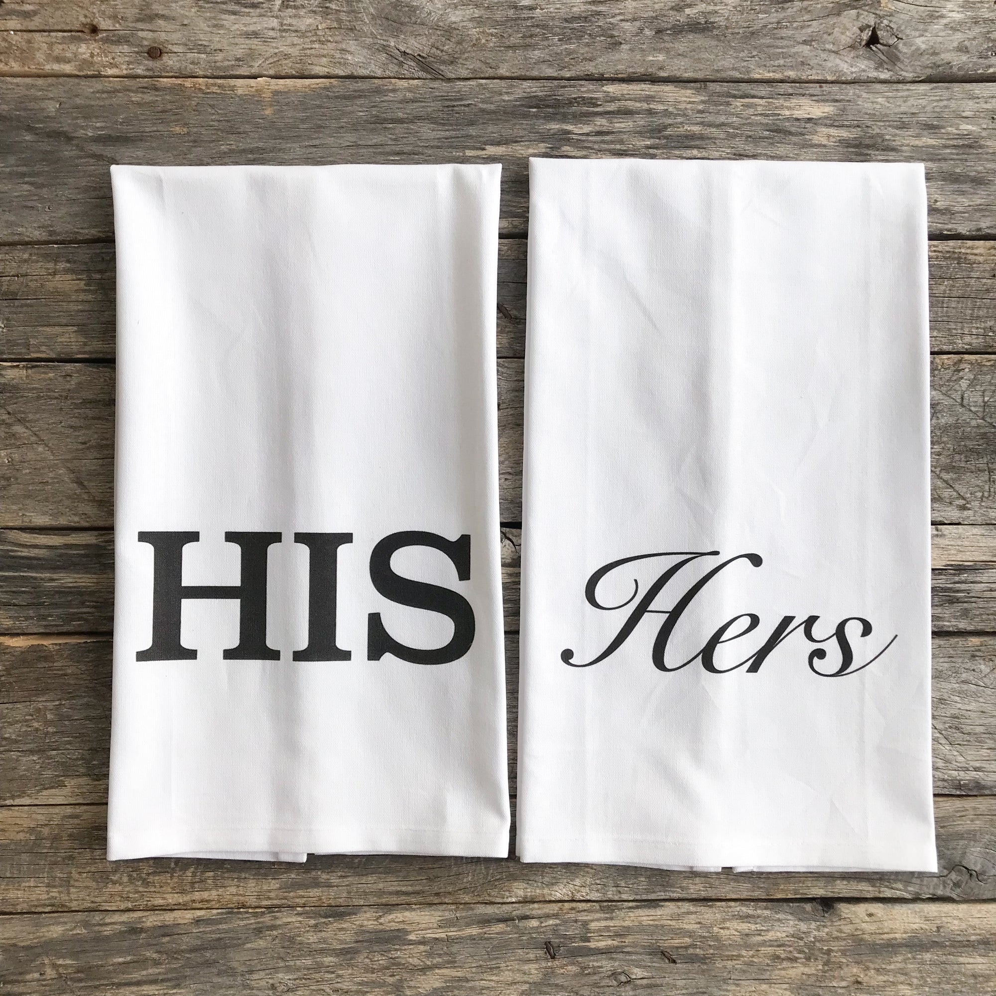 His & Hers Tea Towels - Linen and Ivory