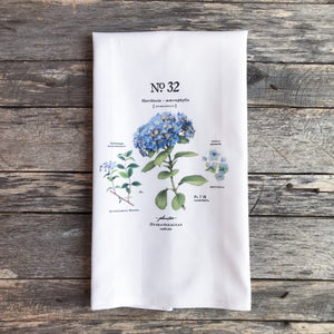 Hydrangea Botanical Tea Towel - Linen and Ivory