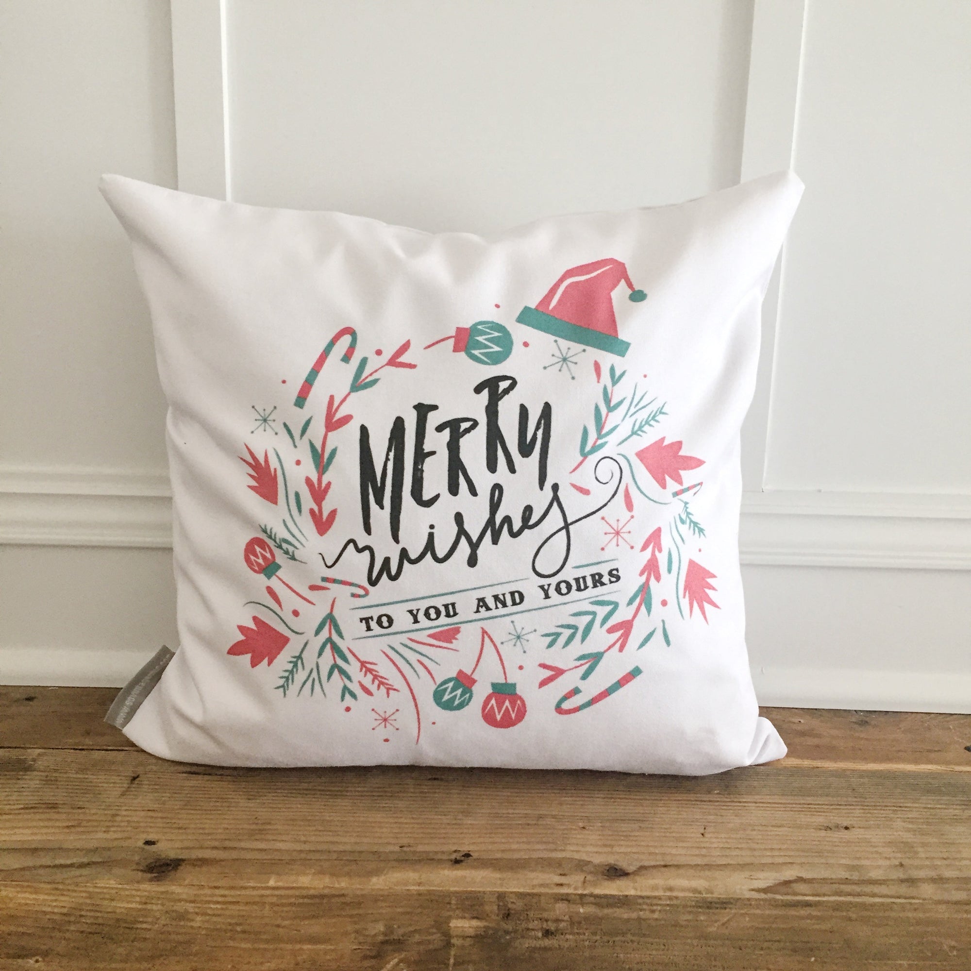 Merry Wishes Pillow Cover (Color) - Linen and Ivory