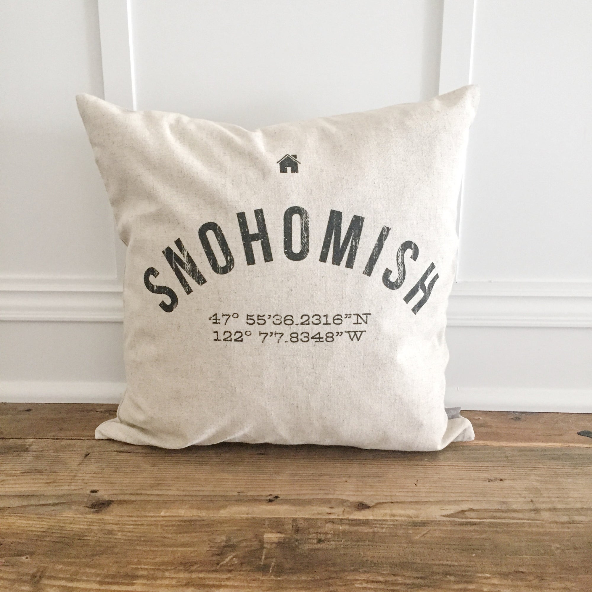 Custom City & Coordinates Pillow Cover - Linen and Ivory