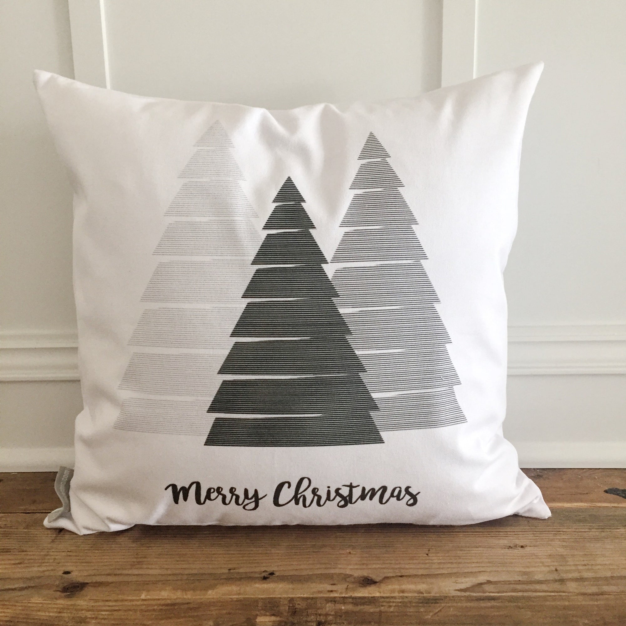 Striped Trees Pillow Cover - Linen and Ivory