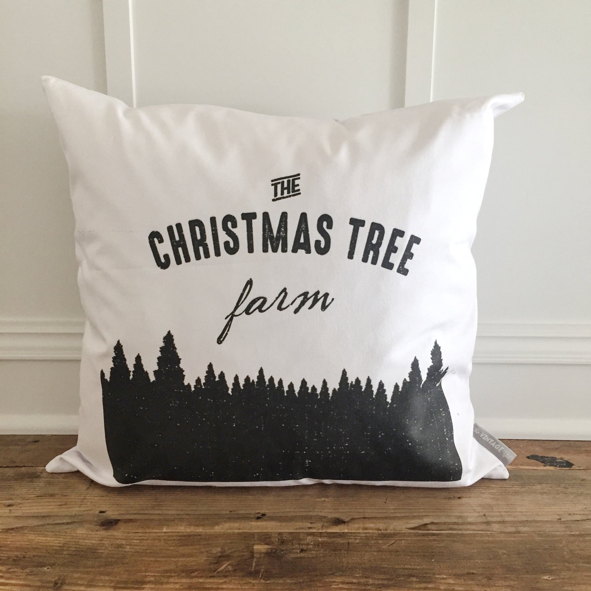 Christmas Tree Farm Pillow Cover (Design 2) - Linen and Ivory
