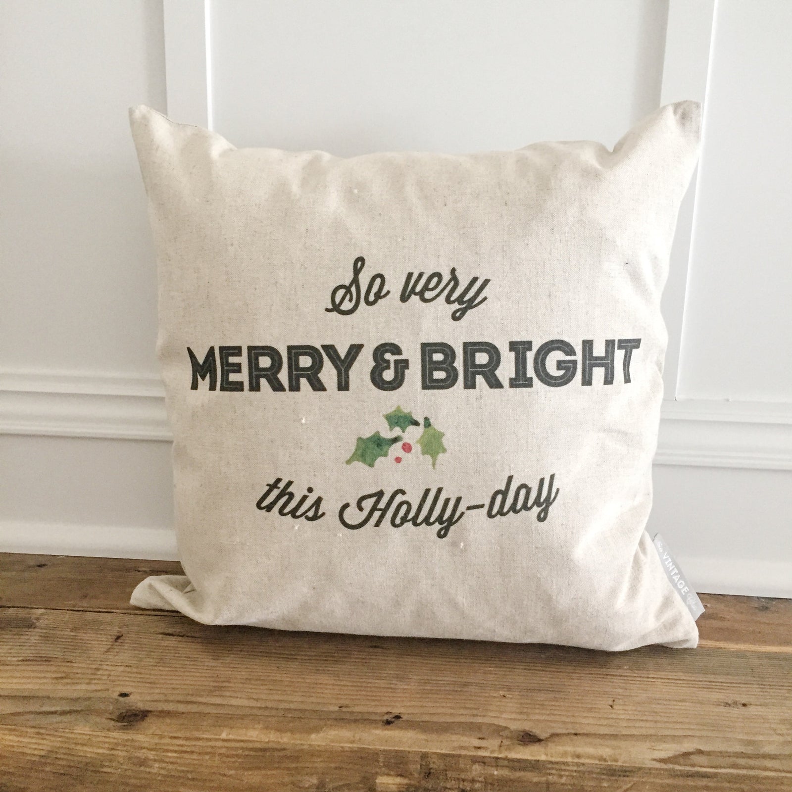 Holly Day Pillow Cover - Linen and Ivory