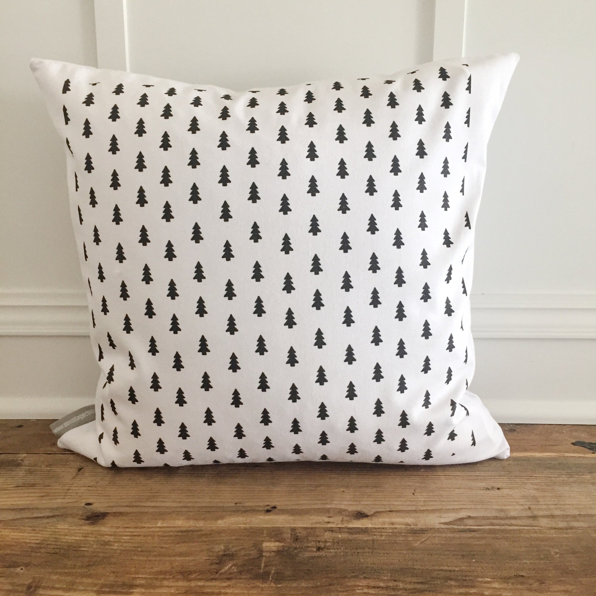 Tree Stamp Pillow Cover (Design 2) - Linen and Ivory