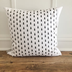 Tree Stamp Pillow Cover (Design 2) - Linen and Ivory