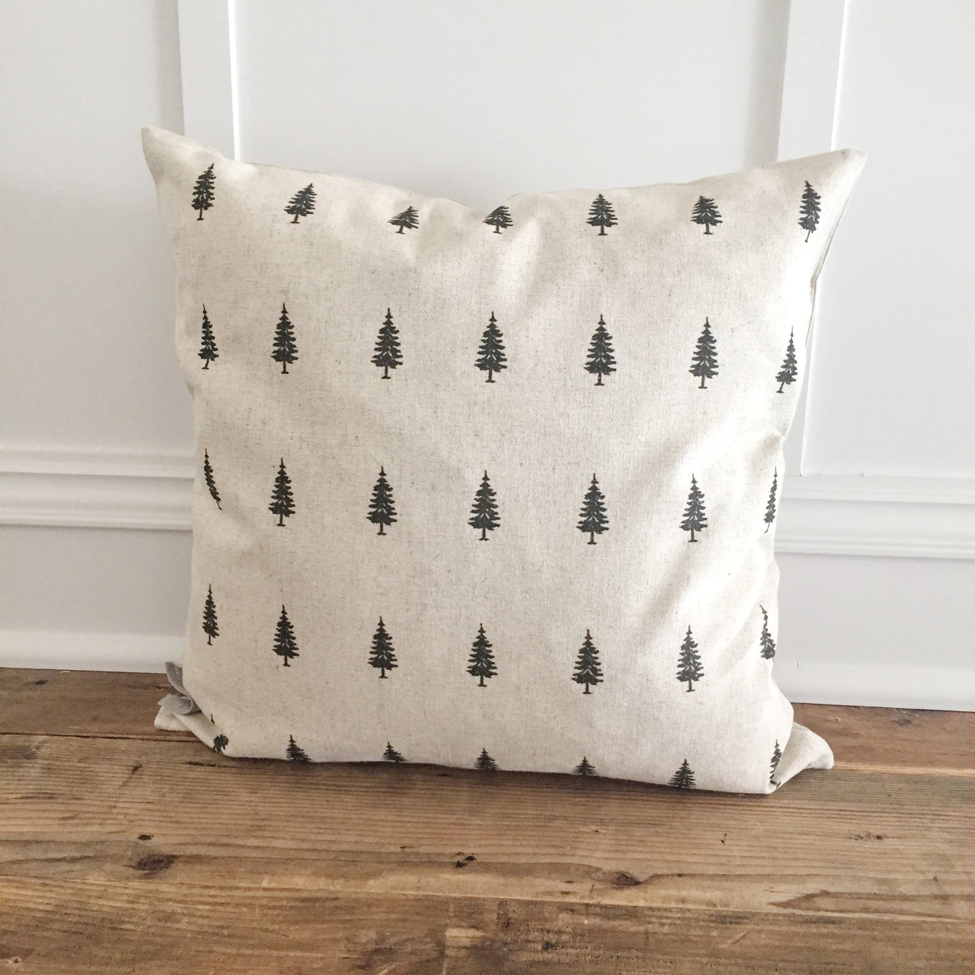 Tree Stamp Pillow Cover (Design 1) - Linen and Ivory