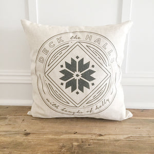 Deck the Halls Pillow Cover (Black) - Linen and Ivory