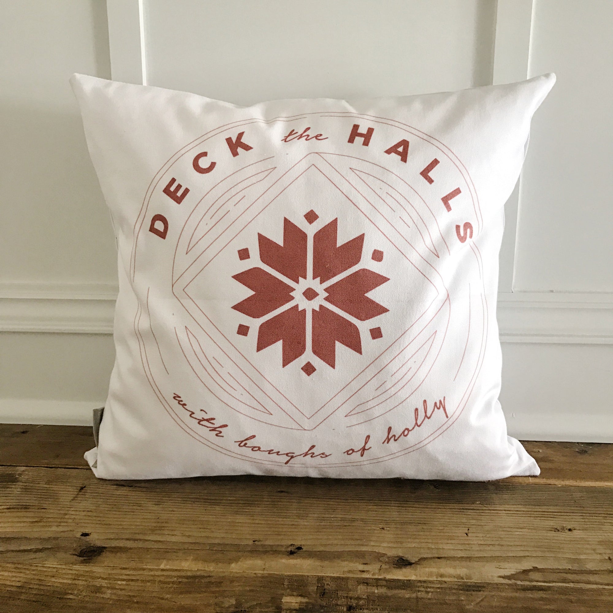 Deck the Halls Pillow Cover (Red) - Linen and Ivory