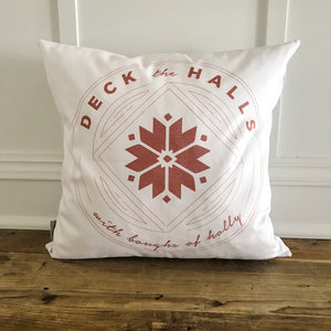 Deck the Halls Pillow Cover (Red) - Linen and Ivory
