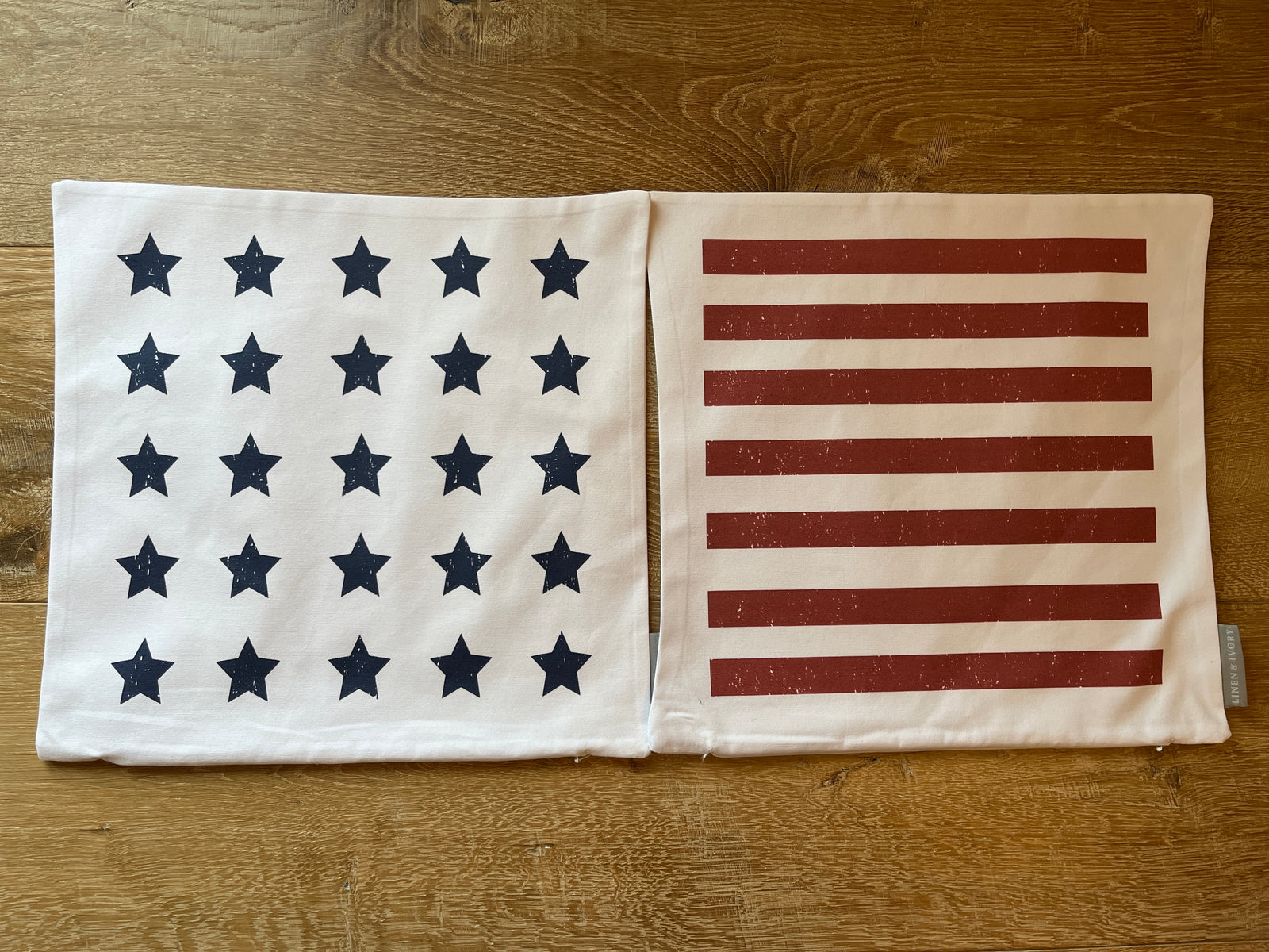 SALE-"NEW" 16" American Flag Pillow Covers (White Canvas)