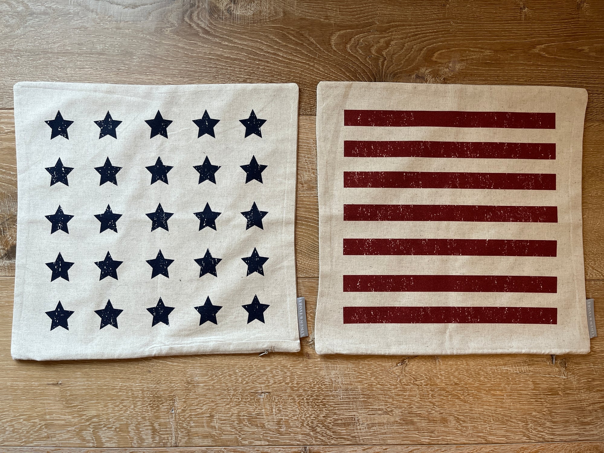SALE-"NEW" 16" American Flag Pillow Covers (Natural Linen)