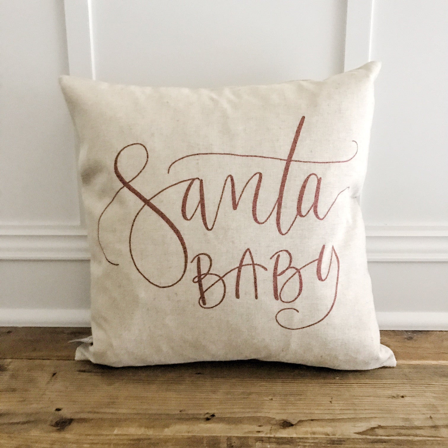 Santa Baby Pillow Cover (Red) - Linen and Ivory