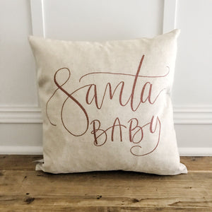 Santa Baby Pillow Cover (Red) - Linen and Ivory