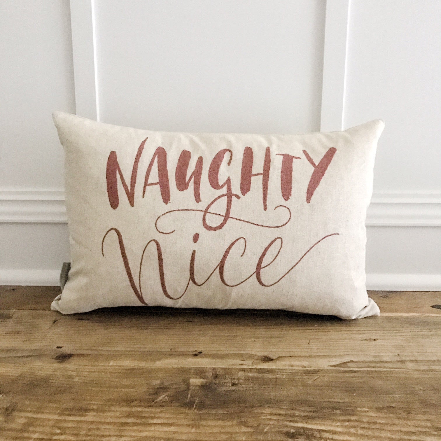 Naughty & Nice Pillow Cover (Red) - Linen and Ivory