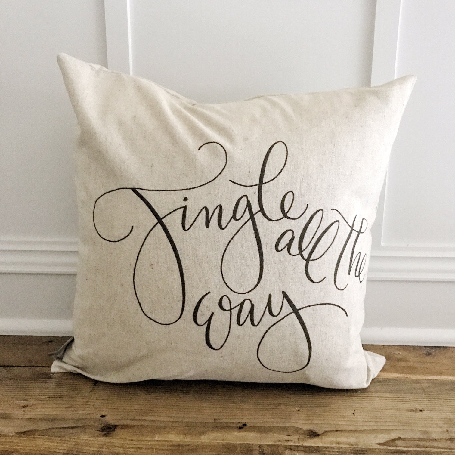 Jingle all the Way Pillow Cover (Black) - Linen and Ivory