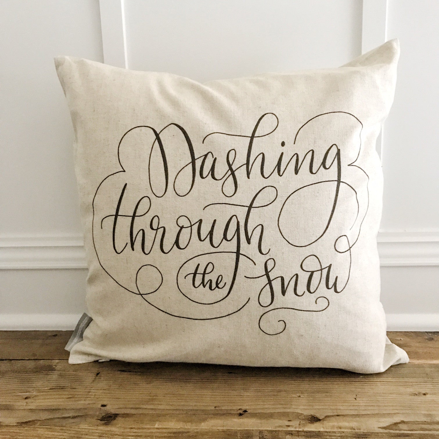 Dashing through the Snow Pillow Cover (Black) - Linen and Ivory