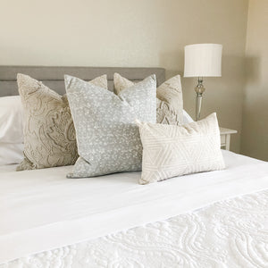 WILLOW || Light Gray Flowers Pillow Cover