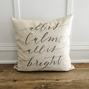 All is Calm All is Bright Pillow Cover - Linen and Ivory