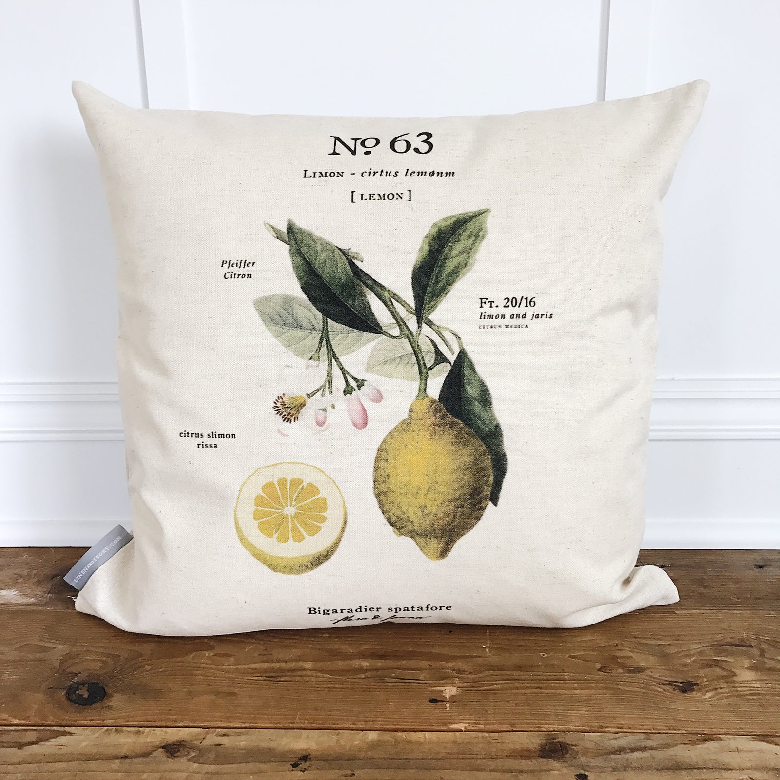 Lemon Botanical Pillow Cover